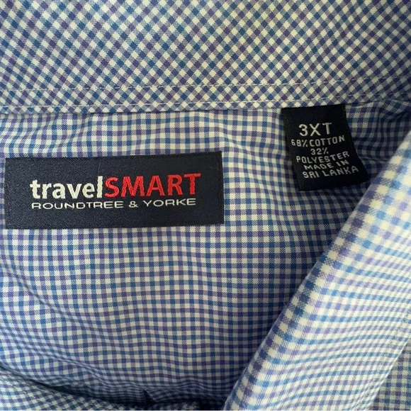 Roundtree & Yorke TravelSmart 3XT Light Purple/Blue/White Plaid Dress Shirt - Picture 3 of 3